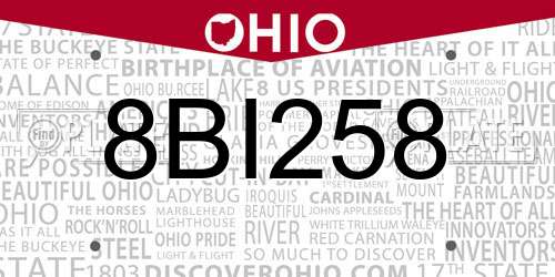 8BI258 Ohio License Plate