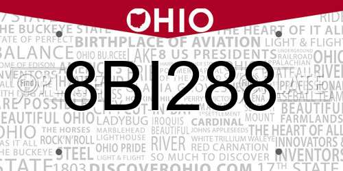 8BI288 Ohio License Plate