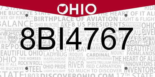 8BI4767 Ohio License Plate