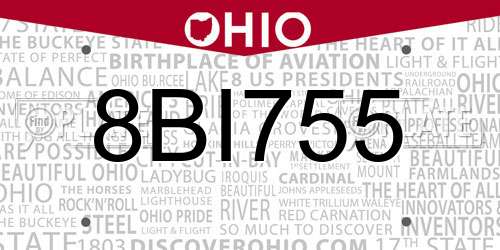 8BI755 Ohio License Plate