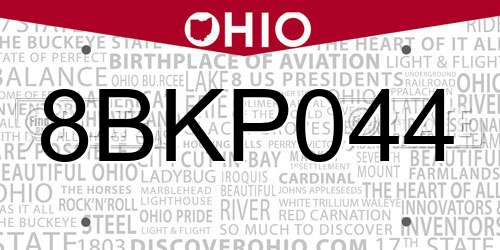8BKP044 Ohio License Plate