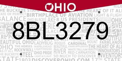 8BL3279 Ohio License Plate