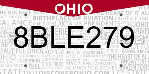 8BLE279 Ohio License Plate