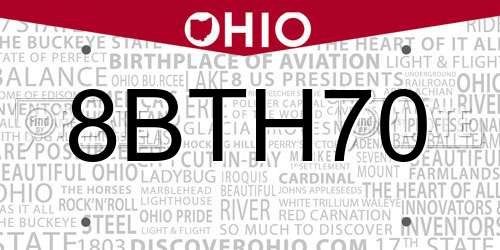 8BTH70 Ohio License Plate