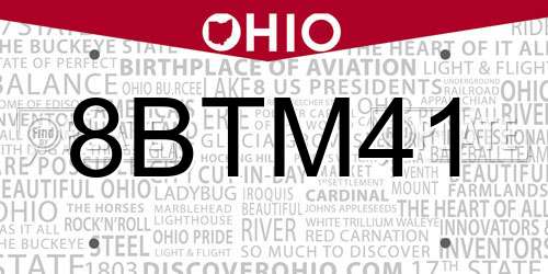 8BTM41 Ohio License Plate