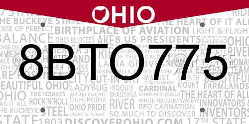 8BTO775 Ohio License Plate