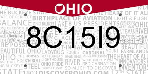 8C15I9 Ohio License Plate