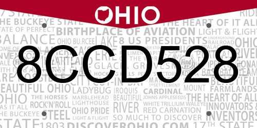8CCD528 Ohio License Plate
