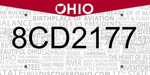 8CD2177 Ohio License Plate