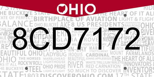 8CD7172 Ohio License Plate