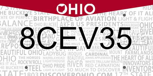 8CEV35 Ohio License Plate