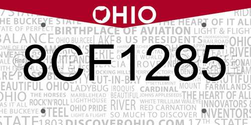 8CF1285 Ohio License Plate
