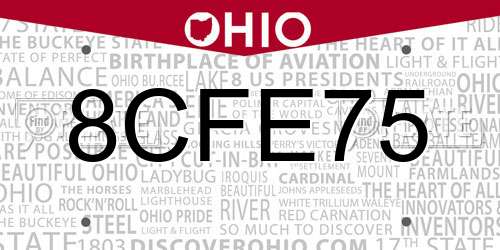 8CFE75 Ohio License Plate