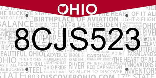 8CJS523 Ohio License Plate