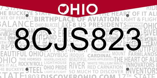8CJS823 Ohio License Plate