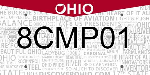 8CMP01 Ohio License Plate
