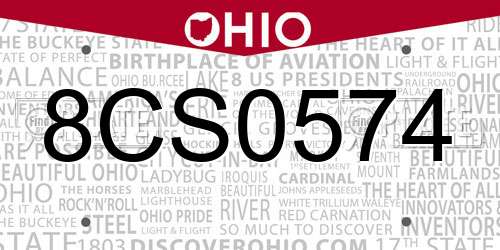 8CS0574 Ohio License Plate