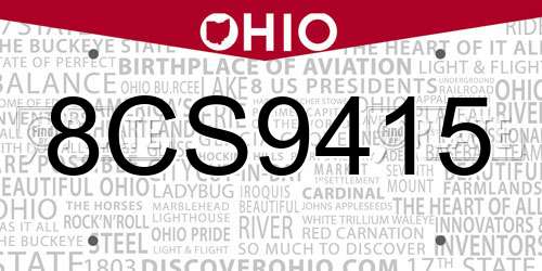 8CS9415 Ohio License Plate