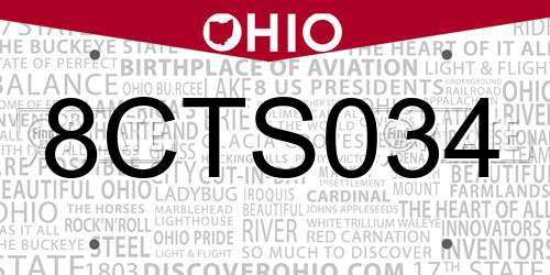 8CTS034 Ohio License Plate
