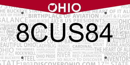 8CUS84 Ohio License Plate
