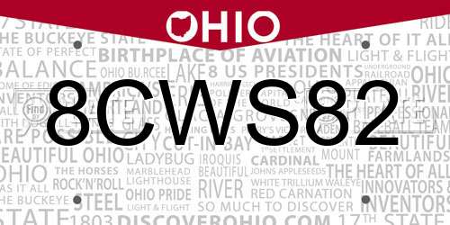 8CWS82 Ohio License Plate