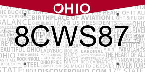 8CWS87 Ohio License Plate