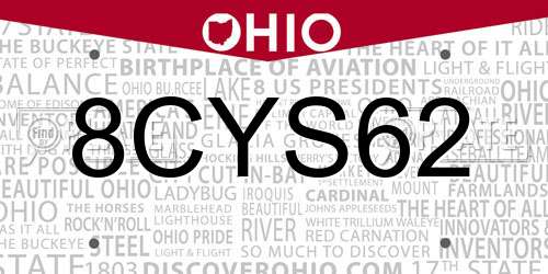 8CYS62 Ohio License Plate