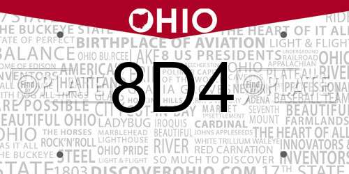 8D4 Ohio License Plate