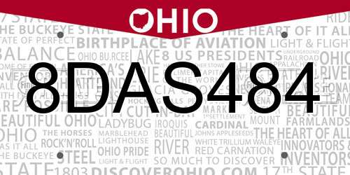 8DAS484 Ohio License Plate