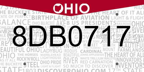 8DB0717 Ohio License Plate