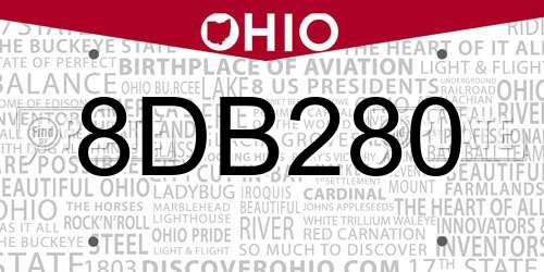 8DB280 Ohio License Plate