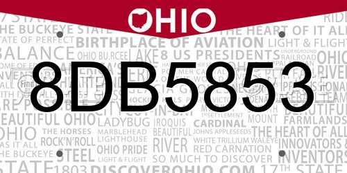 8DB5853 Ohio License Plate