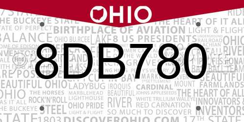 8DB780 Ohio License Plate
