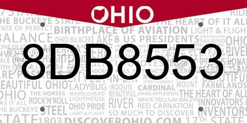 8DB8553 Ohio License Plate