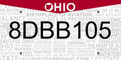 8DBB105 Ohio License Plate