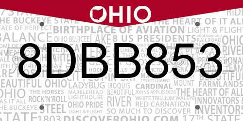 8DBB853 Ohio License Plate