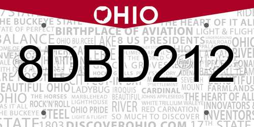 8DBD212 Ohio License Plate