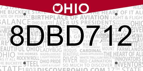 8DBD712 Ohio License Plate