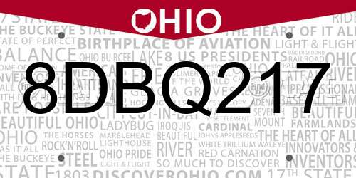8DBQ217 Ohio License Plate