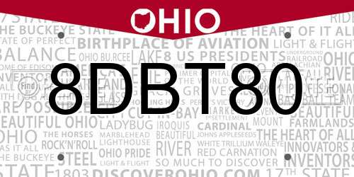 8DBT80 Ohio License Plate