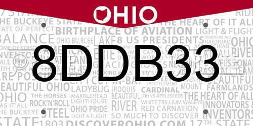 8DDB33 Ohio License Plate