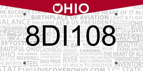 8DI108 Ohio License Plate