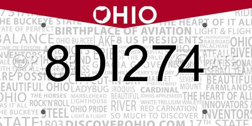 8DI274 Ohio License Plate