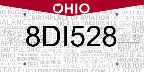 8DI528 Ohio License Plate