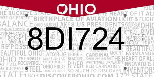 8DI724 Ohio License Plate