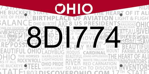 8DI774 Ohio License Plate