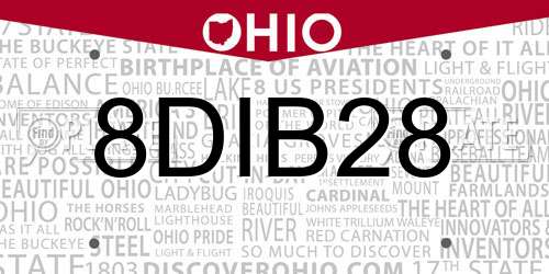 8DIB28 Ohio License Plate