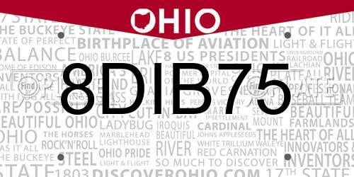 8DIB75 Ohio License Plate