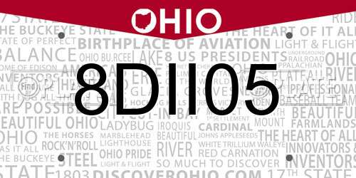 8DII05 Ohio License Plate