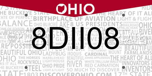 8DII08 Ohio License Plate